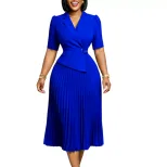Elegant African Dress Stylish 5 Point Sleeve Suit Collar Summer Fashion Perfect for Parties and
