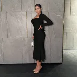 Elegant Square Neck High Waist Bodycon Dress Chic Design Spring Summer Style Wholesale Availabil