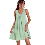 Casual Sleeveless Dress Slim Fit Solid Color Elegant Style Perfect for Summer Outings Wholesale