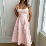Elegant Princess Style Floral A Line Dress Sleeveless Waist Defined Summer Fashion Wholesale Ava