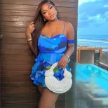 Fashionable Tie Dye Printed Dress Slim Fit Sexy Backless Spaghetti Straps Casual Summer Wear Who