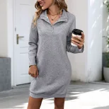 Long Sleeve Solid Color Sweatshirt Dress for Women Casual Fall Fashion Available in Multiple Colors and Sizes Wholesale
