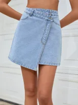 High Waisted Irregular Denim Skirt Slim Fit Casual Style Suitable for Spring Summer Wholesale Av