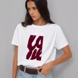 Womens Casual Loose Fit Cotton T Shirt Summer Short Sleeve Round Neck Simple Letter Print Versat