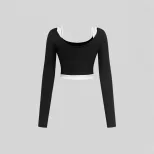 Womens Slim Fit Color Block Long Sleeve T Shirt Trendy Design Comfortable Fabric Perfect for Cas