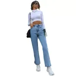 High Waisted Straight Leg Jeans for Women Trendy Style Versatile Design Comfortable Fit Wholesal