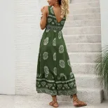 Sleeveless Bohemian Print Dress Vacation Style Adjustable Straps Comfortable Fabric Wholesale Av