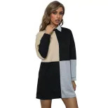Color Block Long Sleeve Sweatshirt Dress Casual Style Comfortable Fit Autumn Fashion Wholesale A