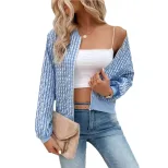 Autumn Long Sleeve Zip Decorated Cardigan Jacket Printed Design Lightweight Fabric Casual Style