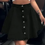 High Waisted Loose Fit Denim Skirt Casual Chic Style Flattering Design Perfect for Everyday Wear