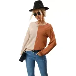 Womens Long Sleeve T Shirt Color Block Design Comfortable Fabric Casual Style Perfect for Autumn
