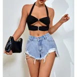 Trendy Denim Shorts Distressed Loose Fit Casual Style Perfect for Summer Outings Wholesale Avail