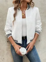 Fall Printed Zip Detail Cardigan Jacket Long Sleeve Lightweight Stylish Design Perfect for Casua