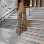Womens High Waisted Floral Print Maxi Dress Sexy Sleeveless Split Design Perfect for Spring Vaca