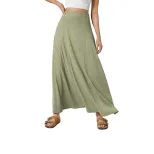 Fashionable Womens Maxi Skirt Loose Fit Knitted Color Block Design Elegant Draping Casual Wear R