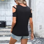 Womens Slim Fit Solid Color T Shirt Elegant Design Versatile Style Comfortable Fabric Perfect fo