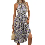 Elegant Black Pleated Halter Dress for Beach Vacation Womens Summer Fashion customizable
