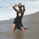 Summer Hollow Out Halter Dress Sexy Backless High Slit Slim Fit Beachwear for Women Wholesale Av