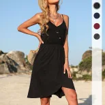 Summer Womens Dress Backless Solid Color Asymmetrical Design Casual or Evening Wear Wholesale Av