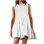Summer Casual Sleeveless Dress Minimalist Solid Color European and American Style Perfect for Da