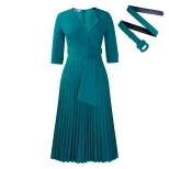 Plus Size African Dress Stylish Suit Collar Pleated Waist Design Fall Winter Collection Wholesal