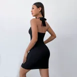 Bodycon Halter Dress Sexy Design Slim Fit Adjustable Tie Summer Vacation Wear Wholesale Availabl