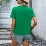 Casual Loose Fit Short Sleeve Shirt Solid Color Spring Summer Versatile Design Wholesale Availab