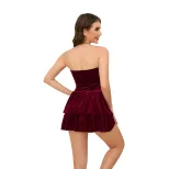 Red Velvet Strapless Cake Dress Sexy Party Ready Music Festival Style Wholesale Available ready
