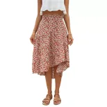 High Waisted Irregular Floral Midi Skirt Fresh and Sweet Design Summer Vacation or Date Wear Who