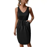 Sleeveless Casual Dress Solid Color Summer Style Comfortable Fit Perfect for Everyday Wear Whole