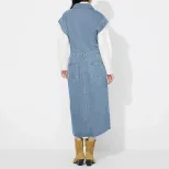 Denim Dress Single Breasted Lapel Collar Fashionable Style Casual Wear for Women Ready to Ship