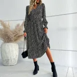 Long Sleeve Floral Dress Womens Fashion Autumn Style Elegant Design Wholesale Available custom p