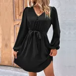 Womens Long Sleeve Solid Color Dress Elegant Design Versatile for Spring and Autumn Wholesale Av