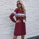 Fashionable Long Sleeve Leopard Print Sweatshirt Dress Autumn Style Casual Chic Wholesale Availa
