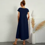 Elegant Long Casual Dress for Women Fashionable Comfortable Versatile Ideal for Home Travel and