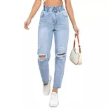Womens Distressed Straight Leg Jeans Slim Fit Trendy Style Casual Wear Wholesale Available bulk