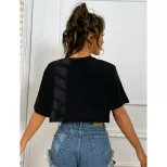 Womens Cropped Graphic T Shirt Loose Fit Trendy Stylish Casual Wear Summer Fashion Wholesale Ava