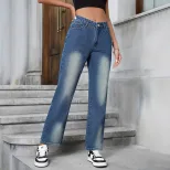 Womens Loose Fit Straight Leg Denim Pants Casual Style Comfortable Fabric Trendy Design Ready to