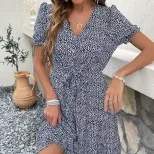 Elegant Floral Short Dress Summer Fashion Womens Apparel Stylish Design Wholesale Available