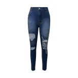 Womens Ripped Stretch Denim Jeans High Waist Casual Fit Trendy Style Perfect for Everyday Wear R