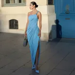Womens Irregular Hem Ruched Slip Dress Sexy Strapless Design Perfect for Autumn Events Wholesale