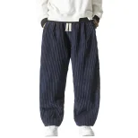 Mens Corduroy Lantern Pants Plus Size Retro Straight Leg Loose Fit Casual Style Autumn Winter Co