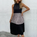 Sleeveless Leopard Print Bodycon Dress Summer Style European and American Fashion Perfect for Pa