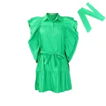 Plus Size Womens A Line Dress Fashion Lapel Collar Flutter Sleeves Comfortable Fabric Casual or