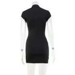 Slim Fit Hollow Out Dress Solid Color Sexy Style Short Length Perfect for Parties or Night Out W