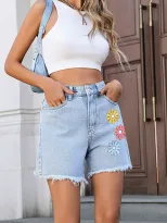 High Waisted Floral Print Wide Leg Denim Shorts Stylish Comfortable Versatile Summer Casual Wear
