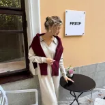 Long Sweater Dress Soft Fabric Scissor Collar Loose Fit Elegant Style Autumn Winter Fashion Whol