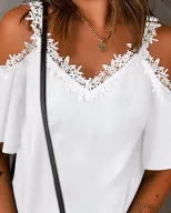 Lace Short Sleeve T Shirt Comfortable Fabric Trendy Design Various Colors Casual Wear Summer Sty