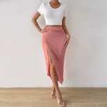 Pink Bodycon Skirt Sexy Split Design Elegant Style Perfect for Office Wear Available for Wholesa