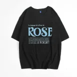 Womens Summer Loose Fit Cotton T Shirt Simple Letter Print Round Neck Short Sleeve Versatile Cas